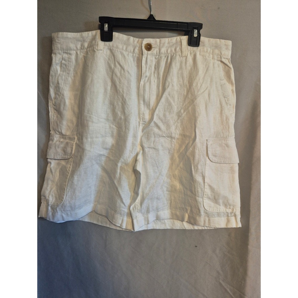 C & C California Mens Linen Cargo Shorts 36 Off White Casual